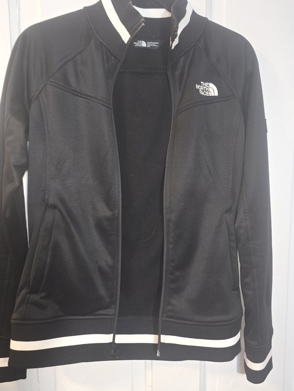 The North Face Women’s Black Full Zip Track Jacket White Stripe Trim Small